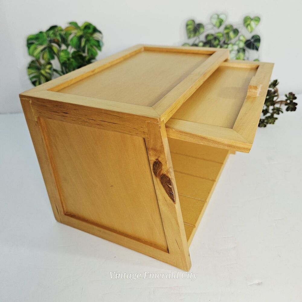 Natural Wood Storage Organizer Office Jewelry Boxes Well Hinged Photos Keepsake